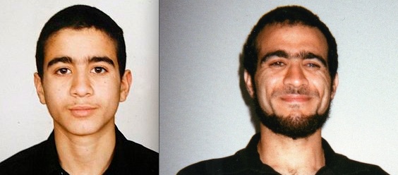 Omar Khadr at 14, when his father brought him to Afghanistan to fight, and at 28, after 13 years of US and Canadian captivity